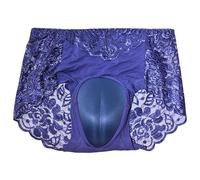 Beokeuioe Panty Transgender Underwear Lace Sissy Thong High Waist Trans Panties Tucking Gaff Travestite Thong Shaping Trouser Letter for Crossdresser Transgender Underwear, A Blue, 3XL