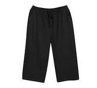 Beokeuioe Pyjama Bottoms Cotton Modal 3/4 Length Pyjama Bottoms Men's Short Sleepwear Shorty Sleep Shorts for Men Plain Lounge Trousers Summer Nightwear with Side Pockets, A Black, L