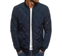 Beokeuioe Quilted Jacket without Hood Lightweight Down Jacket Hiking Bomber Jacket Winter Jacket Men's Outdoor Jackets Puffer Men's Jackets Plain Cotton Softshell Jacket Transition Jacket, navy, XXL
