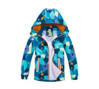 Beokeuioe Rainwear for Girls Boys Softshell Jacket Transition Jacket Kids Waterproof Rain Jacket with Removable Hood Raincoat with Reflective and Compass Stripes, #A011 Light Green, 130