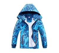 Beokeuioe Rainwear for Girls Boys Softshell Jacket Transition Jacket Kids Waterproof Rain Jacket with Removable Hood Raincoat with Reflective and Compass Stripes, #A011 Dark Blue, 120