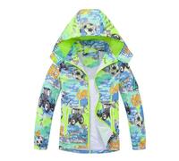 Beokeuioe Rainwear for Girls Boys Softshell Jacket Transition Jacket Kids Waterproof Rain Jacket with Removable Hood Raincoat with Reflective and Compass Stripes, #A011 Green, 100