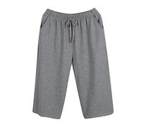 Beokeuioe Sleepwear Shorty 3/4 Length Pyjama Bottoms Men's Short Pyjama Bottoms Cotton Modal Sleep Shorts for Men Plain Lounge Trousers Summer Nightwear with Side Pockets, darkgray, L