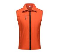 Beokeuioe Softshell Vest for Men Lightweight Summer Windproof Running Vest Breathable Vest Sporty Gilet Outdoor Sleeveless Jacket for Cycling Hiking Golf Work Colourful Sports Vest, orange, XL