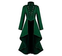 Beokeuioe Steampunk Women's Coat Jacket Elegant Tuxedo Blazer Women Vintage Punk Jacket Steampunk Gothic Long Sleeve Retro Medium Length Coat Costume Cosplay Uniform 70s, A1 GREEN, Size: XXL