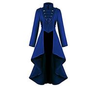 Beokeuioe Steampunk Women's Coat Jacket Elegant Tuxedo Blazer Women Vintage Punk Jacket Steampunk Gothic Long Sleeve Retro Medium Length Coat Costume Cosplay Uniform 70s, A2 Blue, L