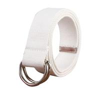 Beokeuioe Student Belt with Double D Ring Buckle - 110-160 cm Plus Size All-Match Linen Band, Unisex Woven Belt for Men and Women, Casual Business Cowboy Waistband, F-1, M
