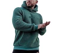 Beokeuioe Thermal Hoodie, Fashion Pullover, Men's Hooded Pullover, Sherpa Hoodies for Men, Sweatshirt, Fleece Pullover with Pockets, Cuddly Jumper, Fluffy Teddy Fleece Jacket, A4 Green, XXL