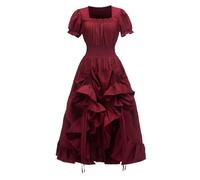 Beokeuioe Victorian Clothing Halloween Carnival Cosplay Victorian Dresses Women's Renaissance Costumes Medieval Dress Vintage Steampunk Dresses High Closed Dress, A1 RED, S