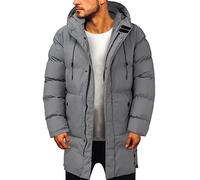 Beokeuioe Winter Coat Long Men's Winter Jacket Long Quilted Jacket Warm Functional Parka Lined Outdoor Puffer Jacket with Padded Down Coat Winter Parka, A1 Grey, M