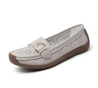 Beokeuioe Women's Moccasins Loafers Penny Flat Comfortable Shoes Slip On Shoes, A light grey, 8 UK