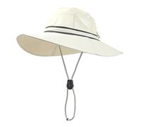 Beokeuioe Women's Outdoor Sun Hat with Ponytail Hole, UV Protection, Tropical Hat, Trekking, Camping Hat, UPF 50+ Fishing Hat, Adjustable Lacing, Sun Protection Hat for Garden, Park, Fishing, White, L