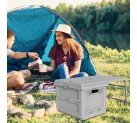 beolur 2-in-1 Foldable Storage Box & Table | Collapsible Organizer for Home, Camping & Markets ABS+PP Composite | DIY Stickers Included