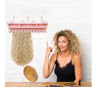 beolur Hair Extension Holder for Styling - Lightweight Hair Extension Silicone Hanger Pink Come with Hooks and Bobby pins for Storage in Bathroom Closet and Powder Room