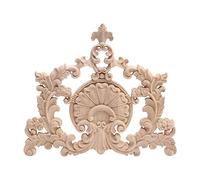 Beoot Wood Carved Corner Furniture Onlay Wooden Applique Unpainted Home Decor(04,23x20cm/9.06x7.87inch)