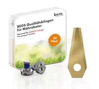 BEOS® 30 x Premium Titan Replacement Blades for Bosch Indego + Screws with Safety - Replacement Blades for Bosch Indego Robotic Lawnmower - 1 mm Blade Thickness for Long Lawnmower Robot Pleasure