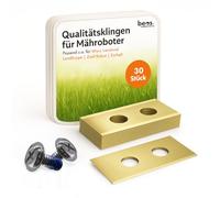 BEOS® 30 x Premium Titan Replacement Blades + Screws with Safety Lock - Replacement Blades for Premium Brands Worx, LandXcape, Einhell, Kress - 0.9 mm Blade Thickness Long-Lasting Lawnmower