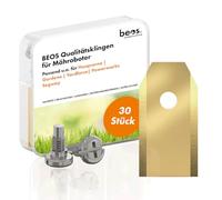 beos 30 x Premium Titanium Replacement Blades + Screws - Replacement Blades for Premium Brands Husqvarna, Gardena, Segway, Yard Force, Powerworks - 0.75 mm Blade Thickness for Lawn Mower Pleasure