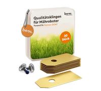 BEOS 30x premium titanium replacement blades & screws with lock - Compatible with Ecovacs robotic lawnmower models - For a perfect cut and a healthy lawn