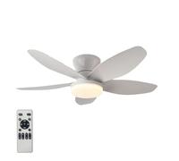 BEOSIOR 34.6IN Ceiling Fan Light with Remote Control, Dimmable LED, Reversible 5 Blades, 6 Speeds, 3 Colors for Bedroom, Living Room, White