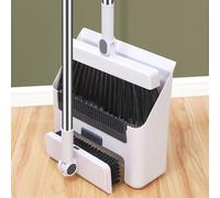 BEOSIOR Broom with Dustpan Combo Set, Brooms for Sweeping Indoor and Outdoor 3 in 1 Long Handle Broom, Brush and Dustpan Set,Broom Heavy-Duty for Home Cleaning Bathroom Kitchen (White)