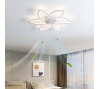 BEOSIOR Ceiling Fans with Lights with Remote Control, LED Dimmable Fan Ceiling Lamp, Modern Ceiling Fan Lighting for Living Room Bedroom Office, Adjustable 6 Speeds, White 30.7IN