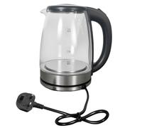 BEOSIOR Electric Kettle - Stainless Steel with Transparent Glass, Blue LED Light, UK Plug, Auto Shut-off