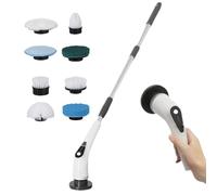 BEOSIOR Electric Spin Scrubber,Electric Cleaning Brush with Long Handle & 9 Replaceable Brush Heads,IPX7 Waterproof Shower Power Scrubber for Kitchen,Car,Tile,Wall,Floor,Shower
