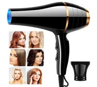 BEOSIOR Fast Dry 1800W Ionic Hair Dryer - Super Compact & Lightweight, Quick Drying, 3 Heat & 2 Speed Settings Plus Cool Shot, Black
