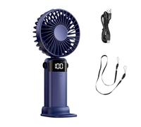 BEOSIOR Handheld Fan, Portable Mini 3-in-1 Personal Neck/Desk/Hand Fan, USB-C Rechargeable with 5 Speeds, LED Display, Foldable Desktop Fans for Travel, Commuting, Office, Indoor, Outdoor (Blue)