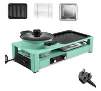 BEOSIOR Hot Pot Grill 2-in-1 Electric Grill with Hot Pot BBQ Grill Chafing Dish Indoor, Nonstick and Smokeless, 4L Control Electric BBQ Pot Cooker for 3-4 People 2200W for Party Camping