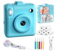 BEOSIOR Kids Camera for Instant Print, 2.4''1080P HD Digital Camera with 5 Rolls Photo Paper, Christmas Birthday Toys Gifts for 3-12 Years Old Boys Girls (Blue)