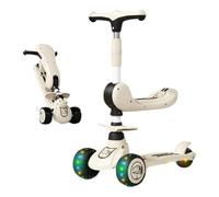 BEOSIOR Kids Scooter, 3 Wheels Kick Scooter, Folable Toddler Scooters with Adjustable Height, Foldable Seat, Kid's Scooter with Flashing Wheels and Music for Boys and Girls 2-8 Years Old