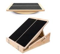 BEOSIOR Multifunctional Wooden Slant Board&Balance Board, Non-Slip Calf & Hamstring Stretcher, Adjustable Incline Feet Leg Physical Therapy Board, Portable Squat Wedge Board for Heel, Ankle