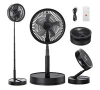 BEOSIOR Portable Pedestal Fan with Remote Control, 8000mAh Rechargeable Battery USB Powered Oscillating Standing Floor Fan, Height Adjustable Foldable Desk Table Fans for Home Office Camping (Black)