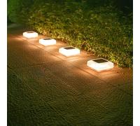 BEOSIOR Solar Post Lights, Solar Garden Lights White Fence Post Light, Auto On/Off Garden Post Cap Lamp IP65 Waterproof for Wooden Posts, Park Squares, Courtyards, Fence(4 Packs)