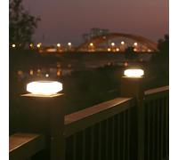 BEOSIOR Solar Post Lights, Solar Garden Lights White Fence Post Light, Auto On/Off Garden Post Cap Lamp IP65 Waterproof for Wooden Posts, Park Squares, Courtyards, Fence(2 Packs)