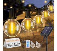 BEOSIOR Solar String Festoon Lights Outdoor - Remote Control 30M / 100FT IP44 Waterproof LED Garden Lights Weatherproof Solar Powered/USB Rechargeable Outside Light for Gazebo Pergola Patio