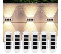 BEOSIOR Solar Wall Lights Outdoor, 8 LED Solar Fence Lights Outdoor Waterproof LED Up and Down Wall Light, 3000K Warm White Garden Wall Lights for Porch Patio Garage Fence Yard (6)