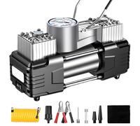 BEOSIOR Tire Inflator 12V Portable Air Compressor, 100PSI Double Cylinders Air Pump for Car Tires with LED Light Gauge for Car Trucks Bike Motor Ball