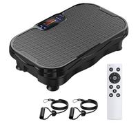 BEOSIOR Vibration Plate Exercise Machine, Vibration Fitness Trainer with remote control, 2 Resistance Bands, Home Exercise Equipment for Fitness Body Toning (Black 2)