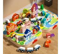 BEOSIOR Wooden Building Blocks for 3-6 Years Old Toddlers, Kids Pcs City Construction Stacking Creative Preschool Education Toys for Boys and Girls