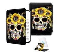 BEOTIWAD 360° Rotating Case for 6" All-New Kindle 10th Generation 2019,Magnetic Detachable Stand Smart Cover with Clear Back, Auto Wake/Sleep,Sugar Skull with Sunflowers