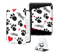 BEOTIWAD 360° Rotating Case for 6" All-New Kindle 10th Generation 2019,Magnetic Detachable Stand Smart Cover with Clear Back, Auto Wake/Sleep,Paw Prints Hearts Fishbone
