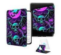 BEOTIWAD 360° Rotating Case for 6" All-New Kindle 10th Generation 2019,Magnetic Detachable Stand Smart Cover with Clear Back, Auto Wake/Sleep,Bats Skulls Bones