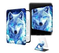 BEOTIWAD 360° Rotating Case for 6" Kindle Paperwhite (10th Generation, 2018 Release),Magnetic Detachable Stand Smart Cover with Clear Back, Auto Wake/Sleep,Wolf with Blue Fire