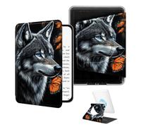 BEOTIWAD 360° Rotating Case for 6" Kindle Paperwhite (10th Generation, 2018 Release),Magnetic Detachable Stand Smart Cover with Clear Back, Auto Wake/Sleep,Wolf and Butterfly