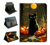BEOTIWAD 360 Rotating Case for iPad 9.7" (6th/5th Gen, 2018/2017 Release) & for iPad Air 2,Slim Folio Protective Cover with Multi-Angle Stand, Smart Auto Sleep/Wake Shell,Black Cat Halloween