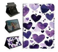 BEOTIWAD 360 Rotating Case for Kindle Paperwhite 12th Generation 7" 2024 Release & Kindle Colorsoft 2024/2025,Slim Smart Cover with Multi-Angle Stand & Auto Wake/Sleep,Watercolor Purple Hearts