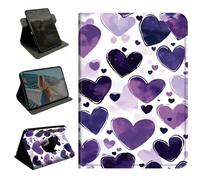 BEOTIWAD 360 Rotating Case for Samsung Galaxy Tab A11 / Tab A9 8.7 Inch 2026/2024,Slim PU Leather Folio Protective Cover with Multi-Angle Stand, Smart Auto Sleep/Wake Shell,Watercolor Purple Hearts